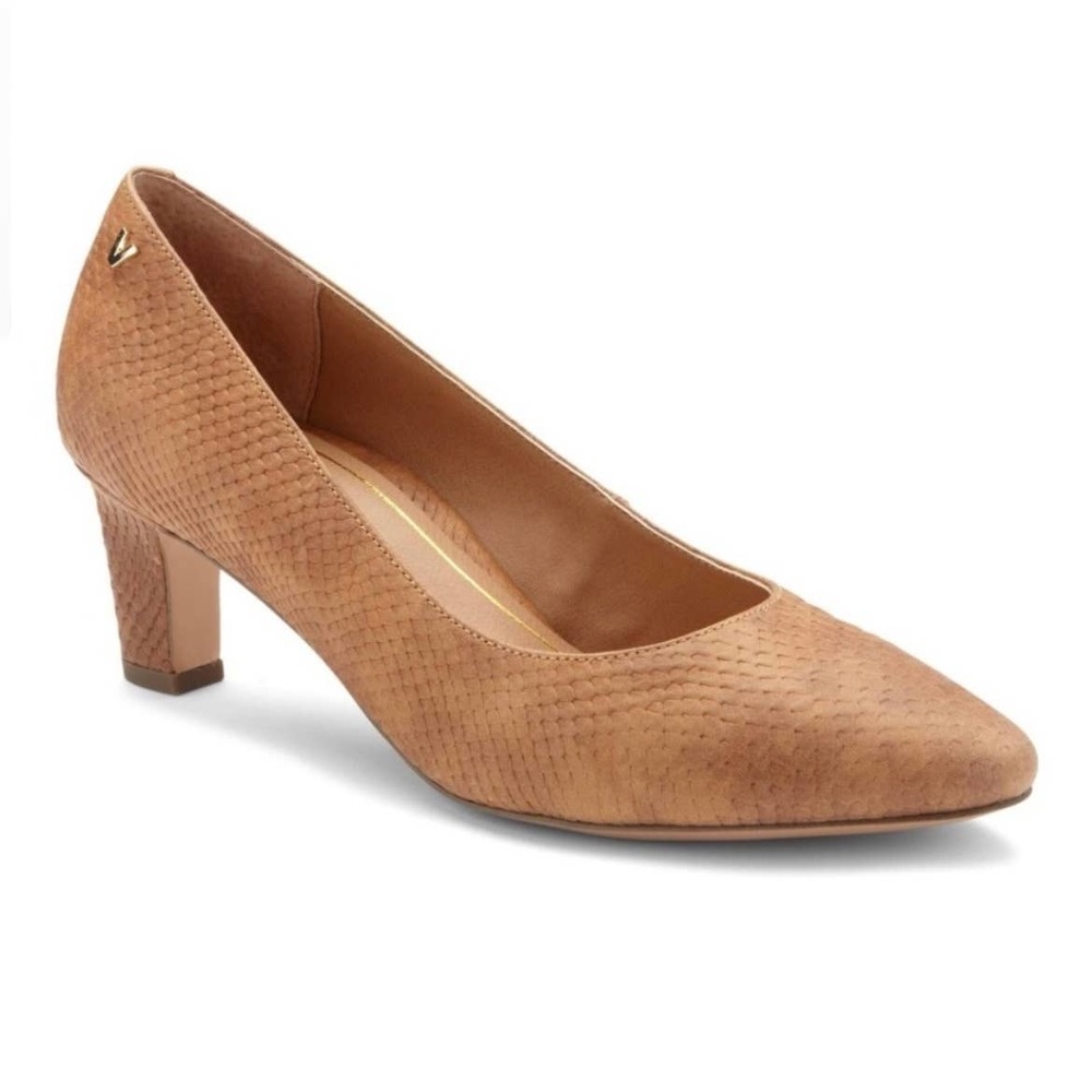 Vionic Heels Madison Mia Brown Leather Snakeskin Women’s Size 8.5 - Picture 1 of 14